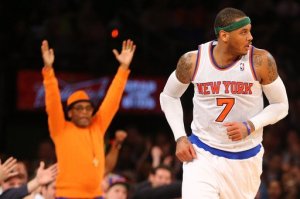 Melo with Spike Lee in the background